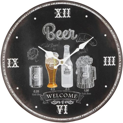 4050223846950 - Wanduhr Wanduhr - Beer 28cm Wanduhren Gr B H T 28 cm x 25 cm x 2 cm schwarz Wanduhren