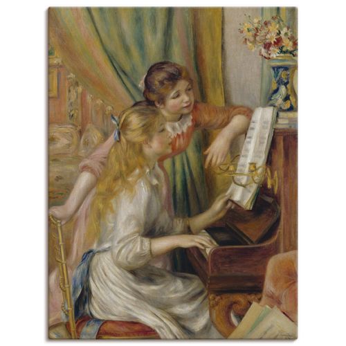 4055327912594 - Wandbild ARTLAND Zwei Mädchen am Klavier Bilder Gr B H 60 cm x 80 cm Leinwandbild Kind Hochformat 1 St bunt Bild Poster Bilder als Leinwandbild Wandaufkleber oder in versch Größen