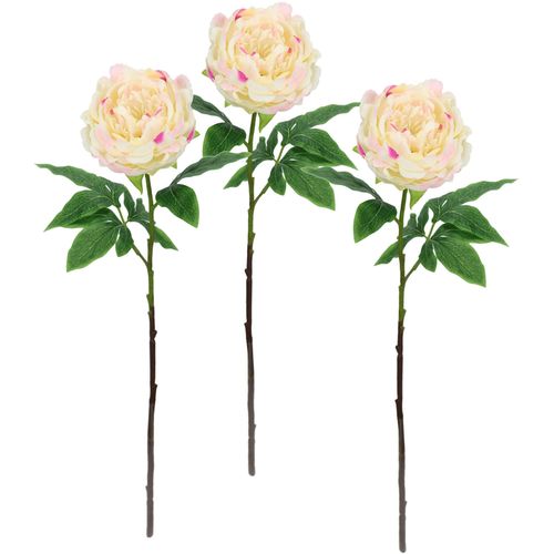 4019844812591 - Kunstblume IGEA Päonie Bauernrose orange (pfirsich) B20cm H60cm L14cm Polyester Kunstpflanzen Pfingstrosen Einzelblume 3er Set