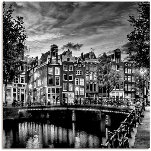 4062144652954 - Wandbild ARTLAND Amsterdam Abendidylle Bilder Gr B H 70 cm x 70 cm Leinwandbild Amsterdam quadratisch 1 St schwarz Kunstdrucke als Alubild Leinwandbild Wandaufkleber oder Poster in versch Größen