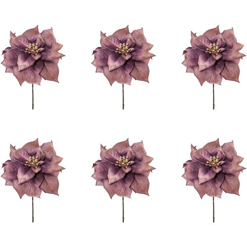 4064118971047 - Winterliche Kunstpflanze CREATIV GREEN Weihnachtsdeko lila B15cm H56cm T15cm Polyester Kunstpflanzen mit goldfarbenfarbenem Blütenkelch 6er-Set 4064118971047 - Winterliche Kunstpflanze CREATIV GREEN Weihnachtsdeko lila B15cm H56cm T15cm Polyester Kunstpflanzen mit goldfarbenfarbenem Blütenkelch 6er-Set