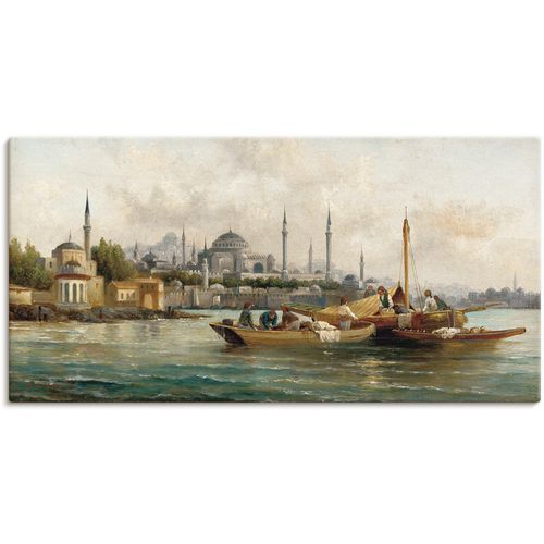 4062144512821 - Wandbild ARTLAND Handelsschiffe vor Hagia Sophia Bilder Gr B H 40 cm x 20 cm Leinwandbild Boote & Schiffe 1 St blau Bild Poster Bilder als Leinwandbild Wandaufkleber oder in versch Größen