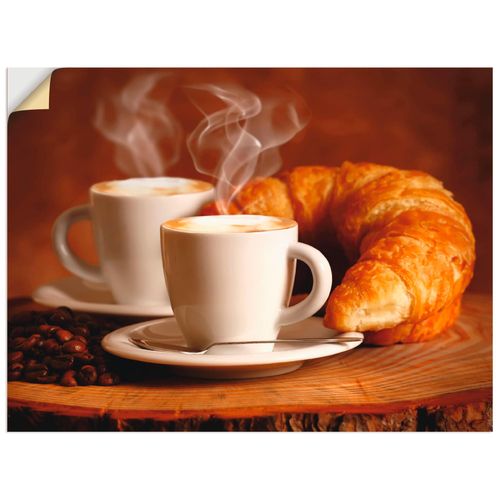4062144534298 - Wandbild ARTLAND Dampfender Cappuccino und Croissant Bilder Gr B H 40 cm x 30 cm Wandaufkleber - Vinyl Getränke Querformat 1 St braun Bild Metallbild Metallbilder Bilder als Alubild Leinwandbild Wandaufkleber oder Poster in versch Größen
