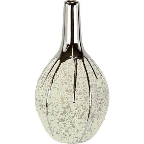 4019844741181 - Dekovase IGEA Keramik Vase Vasen Gr B H 12 cm x 24 cm bunt (weiß silberfarben) Weitere Weihnachtsdeko Keramik-Vase Blumenvase gepunktet