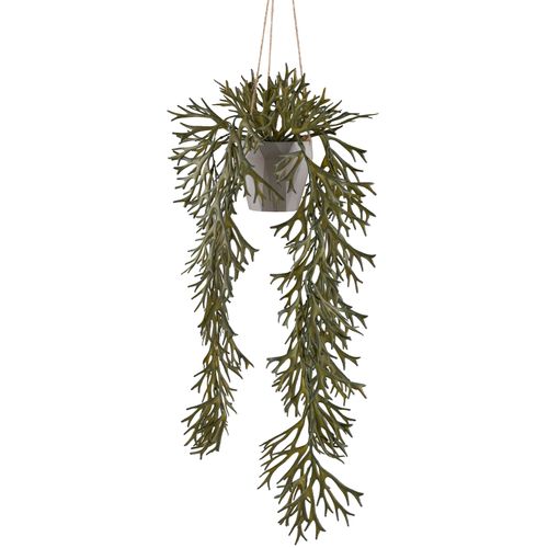 4064118241966 - Kunstpflanze CREATIV GREEN Geweihfarn grün (olivgrün) H70cm Kunststoff Kunstpflanzen im Hängetopf