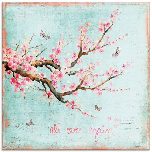 4059745899680 - Glasbild ARTLAND Er ist wieder da Bilder Gr B H 50 cm x 50 cm Glasbild Blumen quadratisch 1 St blau Bild Glasbild Glasbilder Bilder in verschiedenen Größen