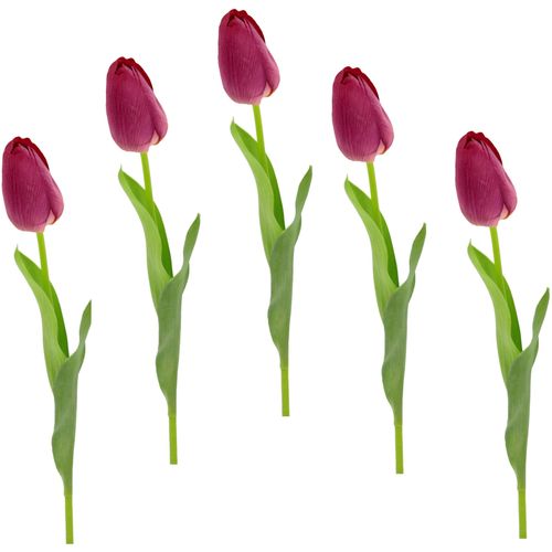 4019844783983 - Kunstblume IGEA Real Touch Tulpen Kunstpflanzen Gr B H L 4 cm x 67 cm x 4 cm 5 St rosa (dunkelrosa) Kunst-Blumen 5er Set künstliche Tulpenknospen Kunstblumen Stielblume