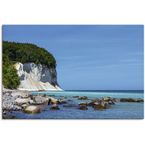 4062144673416 - Wandbild ARTLAND Kreidefelsen Ostseeküste Insel Rügen Bilder Gr B H 90 cm x 60 cm Leinwandbild Felsen Querformat 1 St blau Kunstdrucke als Alubild Leinwandbild Wandaufkleber oder Poster in versch Größen