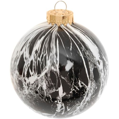 0024762212921 - Weihnachtsbaumkugel KREBS GLAS LAUSCHA Spezial-Glaskugel Marmoroptik Ø ca 10 cm schwarz Ø10cm Glas Weihnachtsbaumkugeln Weihnachtsbaumkugeln Weihnachtsdeko Christbaumschmuck Christbaumkugeln aus Glas