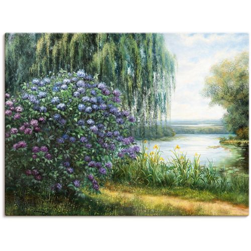 4055327150361 - Wandbild ARTLAND Am See Bilder Gr B H 80 cm x 60 cm Leinwandbild Seebilder Querformat 1 St blau Kunstdrucke als Alubild Leinwandbild Wandaufkleber oder Poster in versch Größen