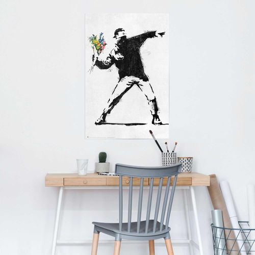 8714597646979 - Poster REINDERS Brandalised - the flower thrower schwarz (farbe bild(er) schwarz) B61cm H915cm T01cm Holzwerkstoff Bilder