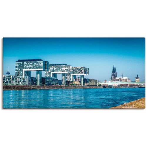 4057738363286 - Wandbild ARTLAND Köln Kranhäuser und Dom Bilder Gr B H 150 cm x 75 cm Leinwandbild Gebäude Querformat 1 St blau Bild Leinwandbild Kunstdrucke Bilder als Alubild Leinwandbild Wandaufkleber oder Poster in versch Größen