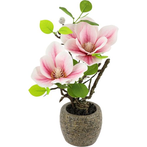 4019844810214 - Kunstblume IGEA Magnolie im Topf rosa B14cm H33cm L16cm Polyester Kunstpflanzen Künstlich wie echt Deko Blume Zimmerpflanze Baum klein Magnolienblüten