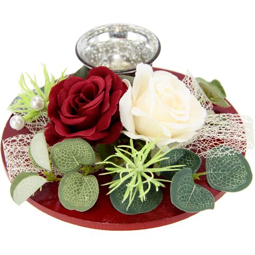 4019844786045 - Teelichthalter IGEA Mit Glaseinsatz und Teelichtkerze künstlichen Rosen Eukalyptus rot (rot weiß) B17cm H6cm Polyester Kerzenhalter Kerzenständer Kerzenhalter Tischdeko Kerzen Muttertag Valentinstag 4019844786045 - Teelichthalter IGEA Mit Glaseinsatz und Teelichtkerze künstlichen Rosen Eukalyptus rot (rot weiß) B17cm H6cm Polyester Kerzenhalter Kerzenständer Kerzenhalter Tischdeko Kerzen Muttertag Valentinstag