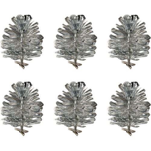 4064118970873 - Weihnachtsbaumklammer »Weihnachtsdeko aussen Christbaumschmuck« (6-tlg) in Metallic-Optik silberfarben