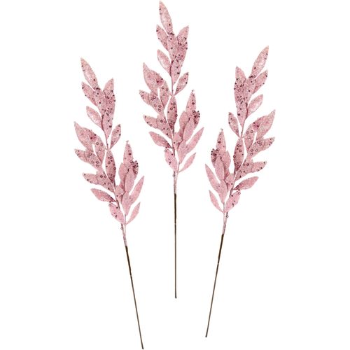 4019844760472 - Winterliche Kunstpflanze IGEA Kunstzweig künstlicher Weihnachtszweig rosa B20cm H78cm T2cm Kunststoff Kunstpflanzen mit Glitzer und Dekosteinen 3er Set Weihnachtsdeko