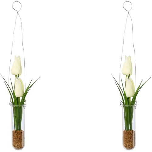4064118141235 - Kunstblume MY HOME Tulpen in Hängevase Kunstpflanzen Gr B H 4 cm x 35 cm 2 St weiß Kunst-Blumen