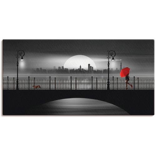 4062144154939 - Wandbild ARTLAND Die Brücke im Regen Bilder Gr B H 150 cm x 75 cm Leinwandbild Brücken 1 St schwarz Bild Kunstdruck Kunstdrucke Bilder als Alubild Leinwandbild Wandaufkleber oder Poster in versch Größen