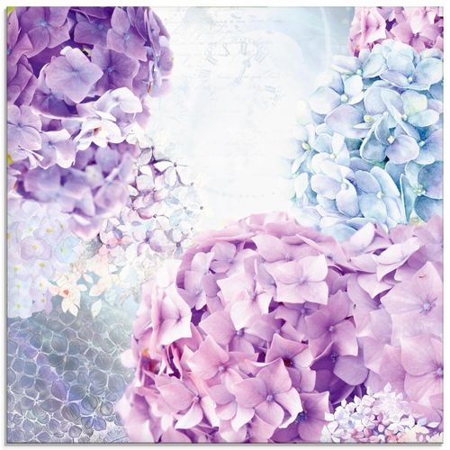 4059745433099 - Glasbild ARTLAND Blau und Pink Hortensie Bilder Gr B H 50 cm x 50 cm Glasbild Blumen quadratisch 1 St lila (blau) Bild Glasbild Glasbilder Bilder in verschiedenen Größen