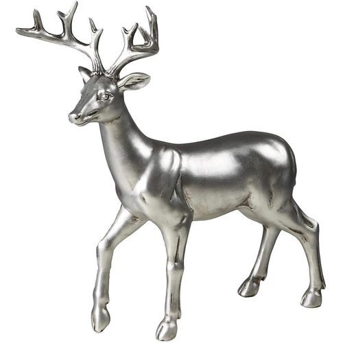 4050223718172 - Tierfigur Hirsch Figur - stehend gr Dekofiguren Gr B H T 28 cm x 30 cm x 12 cm silberfarben (antik silberfarben) Tierfiguren Dekofiguren