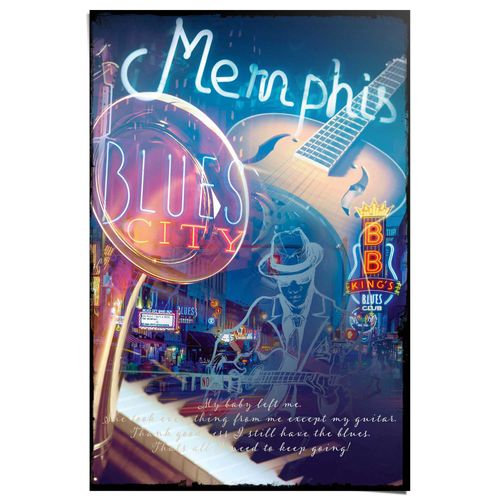 8714597635836 - Poster REINDERS Memphis Blues City blau (farbe bild(er) blau) B61cm H915cm T01cm Papier Bilder
