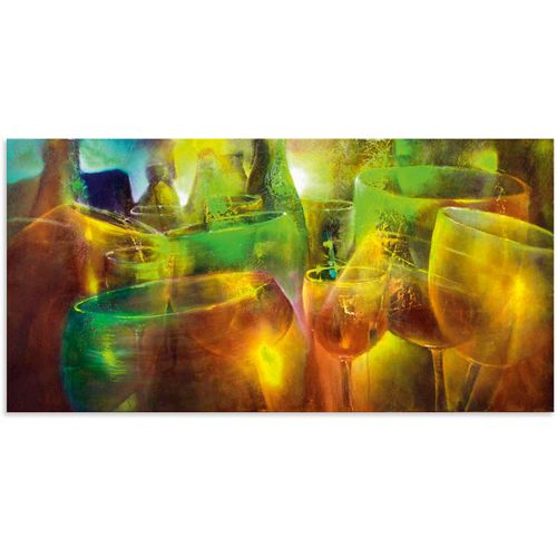 4062144820315 - Wandbild ARTLAND Zu später Stunde Bilder Gr B H 100 cm x 50 cm Alu-Dibond-Druck Getränke Querformat 1 St gelb Kunstdrucke als Alubild Leinwandbild Wandaufkleber oder Poster in versch Größen