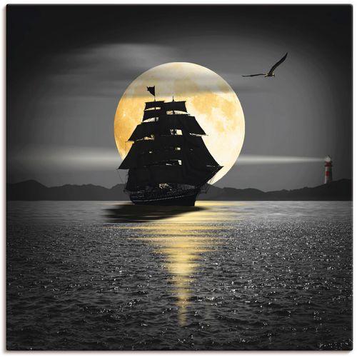 4055327968980 - Wandbild ARTLAND Ein Schiff mit schwarzen Segeln Bilder Gr B H 70 cm x 70 cm Leinwandbild Boote & Schiffe 1 St schwarz Bild Kunstdruck Leinwandbild Kunstdrucke Bilder als Leinwandbild Wandaufkleber oder Poster in versch Größen