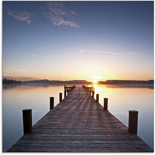 4055327023849 - Glasbild ARTLAND Sonnenstrahlen - Sonnenuntergang Bilder Gr B H 20 cm x 20 cm Gewässer 1 St blau Glasbilder Bilder in verschiedenen Größen