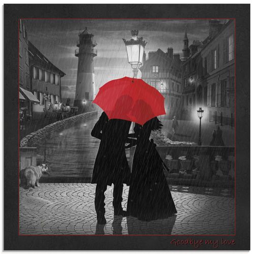 4057738054153 - Glasbild ARTLAND Abschied am Hafen Bilder Gr B H 50 cm x 50 cm Glasbild Paar quadratisch 1 St schwarz Bild Glasbild Glasbilder Bilder in verschiedenen Größen