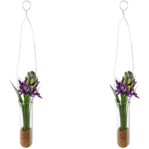 4064118141280 - Kunstblume CREATIV GREEN Hyacinthe in Hängevase Kunstpflanzen Gr B H 4 cm x 35 cm 2 St lila Kunst-Blumen