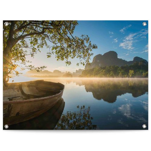 8714597639001 - Poster REINDERS Boot auf dem See grün (farbe bild(er) grün) B80cm H60cm T01cm Leinwand Bilder Outdoor für Garten oder Balkon