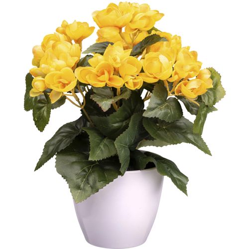 4064118241072 - Kunstblume CREATIV GREEN Begonie gelb H28cm Kunststoff Kunstpflanzen mit farbenfrohen Blüten