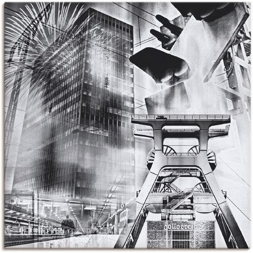 4055327311045 - Wandbild ARTLAND Essen Skyline Abstrakte Collage Bilder Gr B H 70 cm x 70 cm Leinwandbild Architektonische Elemente 1 St grau Bild Kunstdruck Kunstdrucke Bilder als Leinwandbild Wandaufkleber oder Poster in versch Größen