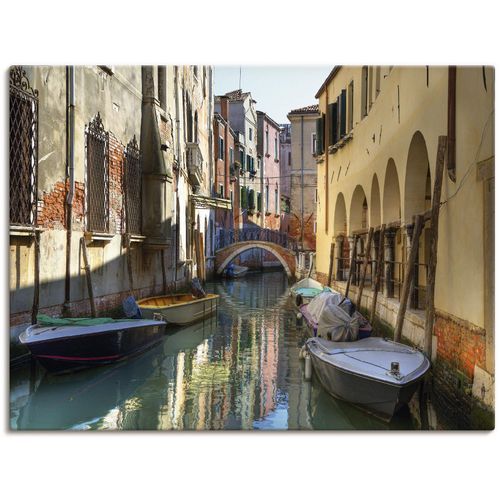4059745637107 - Wandbild ARTLAND Boote auf Kanal in Venedig Bilder Gr B H 80 cm x 60 cm Leinwandbild Italien 1 St gelb Bild Leinwandbild Kunstdrucke Bilder als Alubild Leinwandbild Wandaufkleber oder Poster in versch Größen