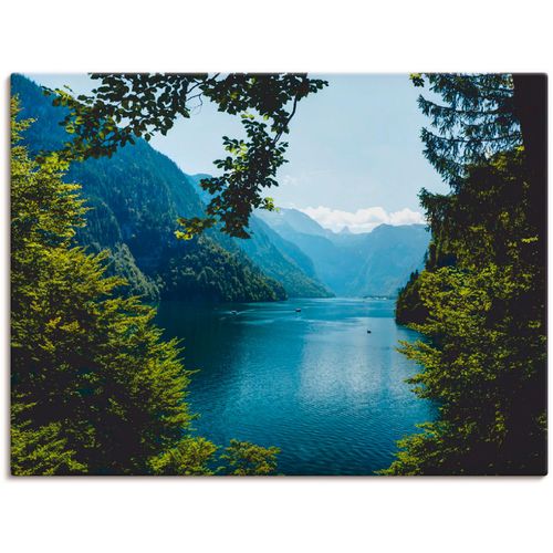 4055327264433 - Wandbild ARTLAND Malerwinkel Königssee- Alpen Bilder Gr B H 80 cm x 60 cm Leinwandbild Berge 1 St blau Bild Kunstdruck Kunstdrucke Bilder als Leinwandbild Wandaufkleber oder Poster in versch Größen