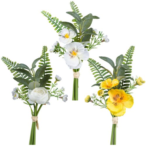 4064118318491 - Kunstblumenstrauß CREATIV GREEN Mix aus Stiefmütterchen und Ranunkel bunt H27cm Kunststoff Kunstpflanzen mit detailgetreuen Blüten