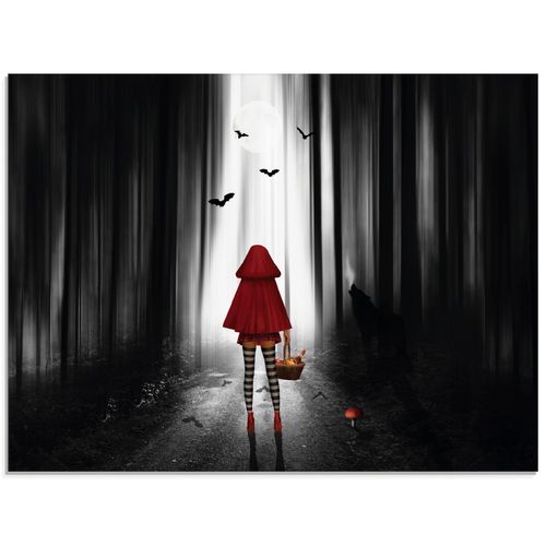 4059745790161 - Glasbild ARTLAND Das Rotkäppchen auf High Heels Bilder Gr B H 60 cm x 45 cm Glasbild Dark Fantasy Querformat 1 St schwarz Bild Glasbild Glasbilder Bilder in verschiedenen Größen