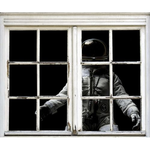 4049009353546 - Wandsticker QUEENCE Astronaut schwarz B40cm H60cm T01cm Wandtattoos Wandsticker Wandbild selbstklebend Weltall Sterne