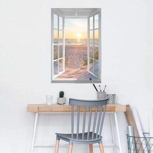 8714597646894 - Poster REINDERS Sonnenuntergang durch das Fenster beige (farbe bild(er) beige) B61cm H915cm T01cm Holzwerkstoff Bilder