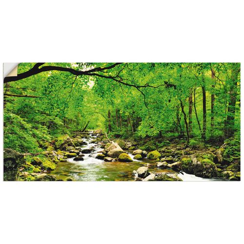 4057738295747 - Wandbild ARTLAND Herbstwald Fluss Smolny Bilder Gr B H 60 cm x 30 cm Wandaufkleber - Vinyl Wald Querformat 1 St grün Bild Metallbild Metallbilder Bilder als Alubild Leinwandbild Wandaufkleber oder Poster in versch Größen