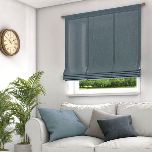 4006470485763 - Raffrollo NEUTEX FOR YOU Mara-ECO Gr 1 blau (jeansblau) B60cm H140cm Jacquard Obermaterial 100% Polyester Raffrollos