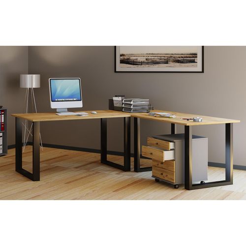 4051814434006 - Holz Schreibtisch Eckschreibtisch schlicht 220x190 L Form links oder rechts Arbeitstisch Platte 80 cm tief Computertisch Büromöbel - Lona U