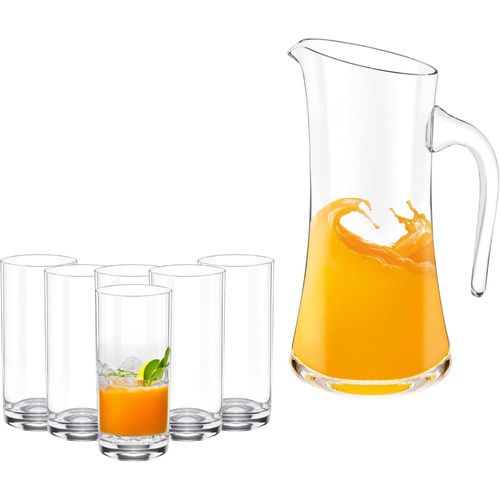 8682455438281 - Wilmax Glaskrug 15 L mit 6 Wassergläsern 390 ml – Getränkeset aus Kristallglas