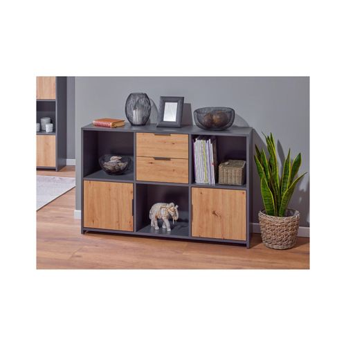 4010340723428 - Inter Link - Pepeto Sideboard 2 Schubladen 2 Türen 3 Ablagen grau Artisan Eiche dekor 4010340723428 - Inter Link - Pepeto Sideboard 2 Schubladen 2 Türen 3 Ablagen grau Artisan Eiche dekor