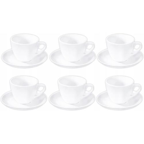 8682455438069 - Wilmax – Tassen mit Untertassen – 6er-Set – 110 ml – Porzellan – Weiß – Geschirrset