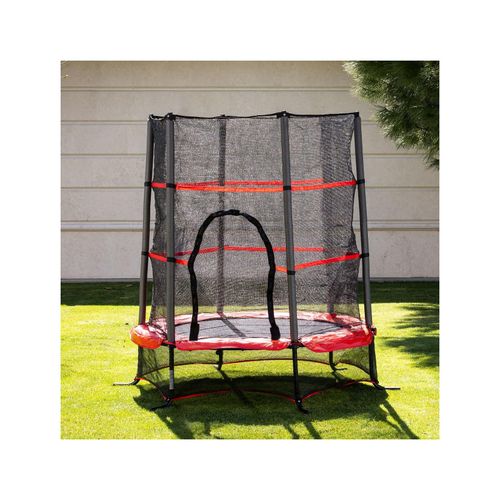 3800931064785 - Kindertrampolin Up und Down 140cm Sicherheitsnetz Gummibänder bis 27kg rot