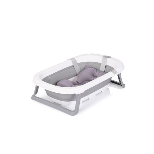 3800931064471 - Babywanne Isla mit Badekissen faltbar integrierter Wasserablauf grau