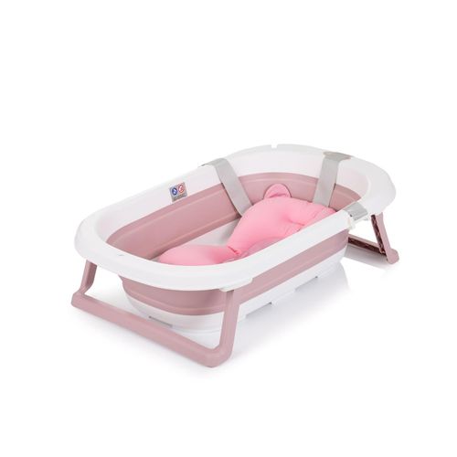 3800931059835 - Babywanne Isla mit Badekissen faltbar integrierter Wasserablauf rosa