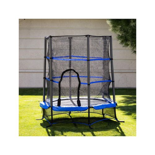 3800931064761 - Kindertrampolin Up und Down 140cm Sicherheitsnetz Gummibänder bis 27kg blau