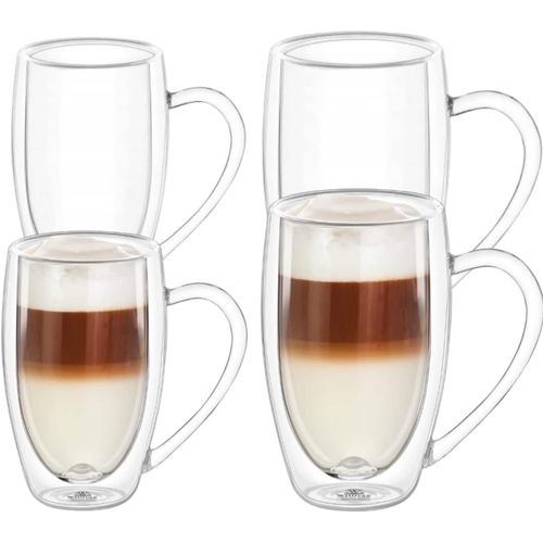 8682455438380 - Wilmax Doppelwandige Thermogläser mit Henkel – Set 2x 400 ml & 2x 500 ml
